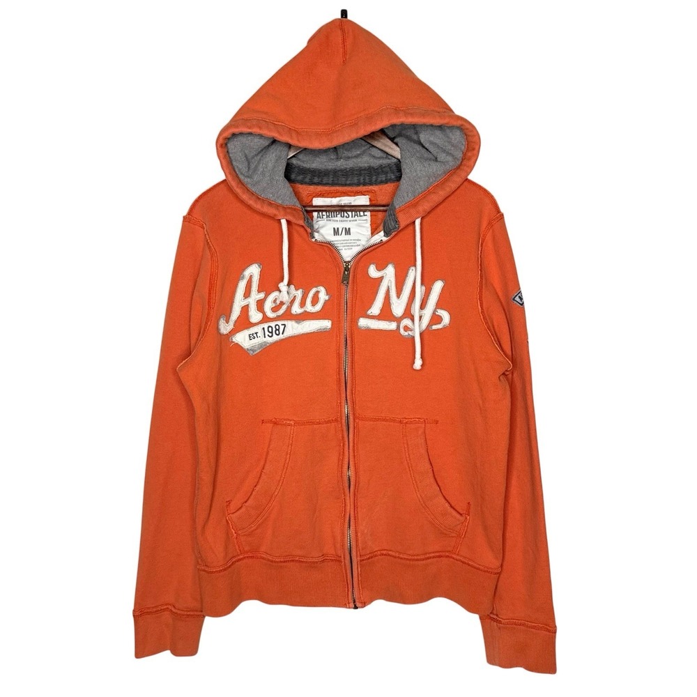 Aeropostale Y2K Hoodie Mens Hooded Sweatshirt Zip‎ Up Jacket Size Medium